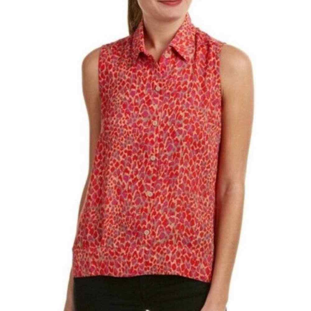 Cabi Heartbreaker Sleeveless Blouse Top in Red Pink, Size Small